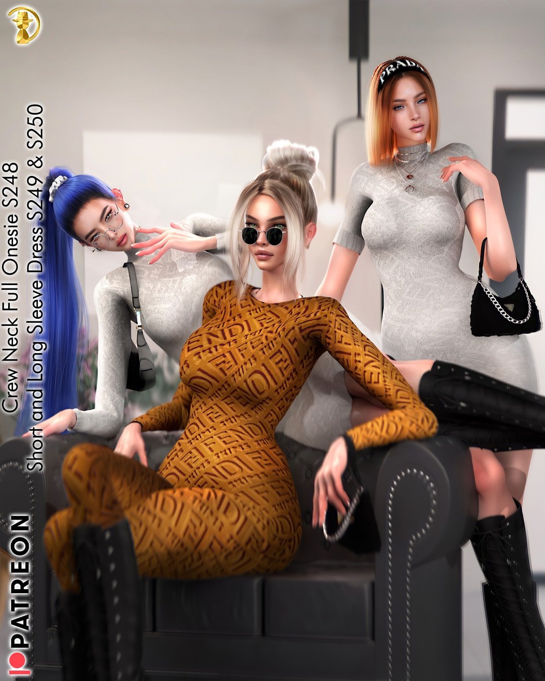 VIP Crewneck Full Onesie Plus Short Sleeve Dress plus Long Sleeve Dress