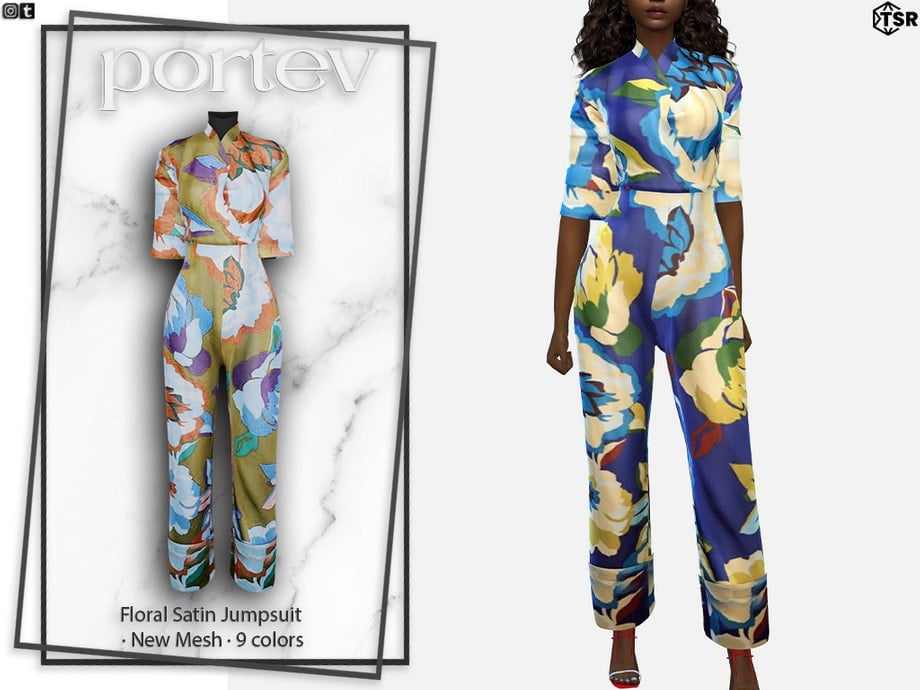 Floral Satin Jumpsuit