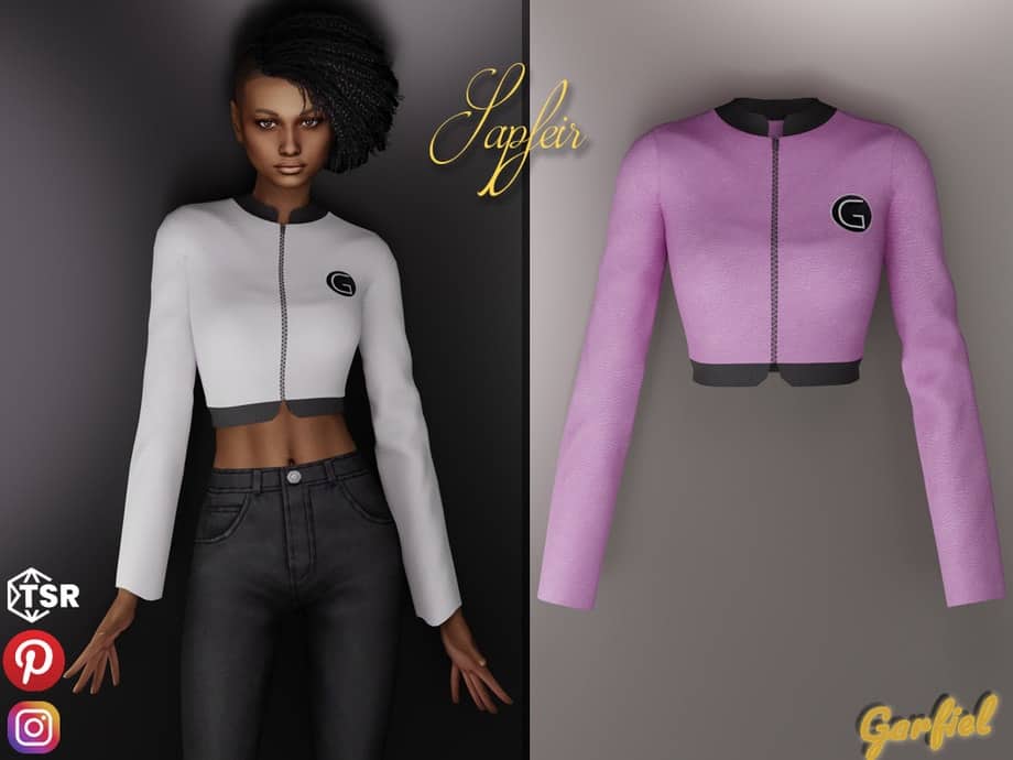 Elegant women's stylish cropped jacket with black accents, perfect for fashion-forward outfits and gaming avatars.
