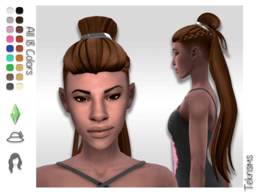 Blonde female virtual avatar with styled hair, showcasing custom mod hairstyle options for Sims 4.