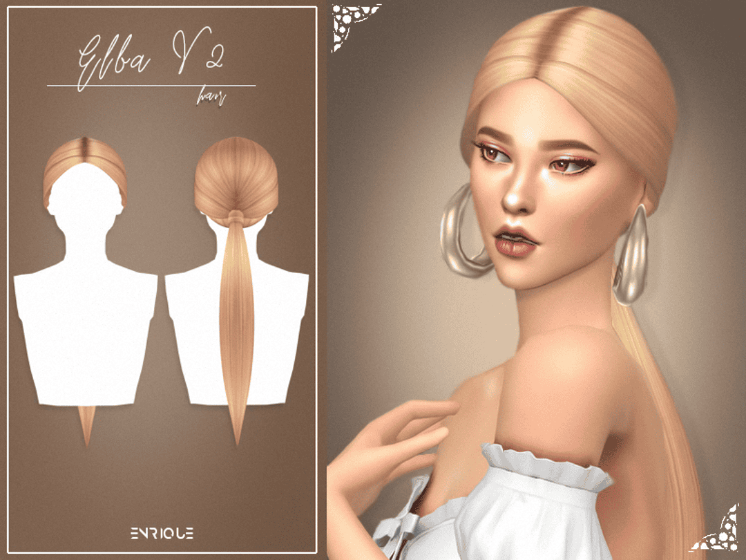 Blonde GYBBA V2 hair mod for Sims 4, featuring sleek, long hairstyle with a middle part and elegant texture, perfect for enhancing virtual fashion and beauty customization.