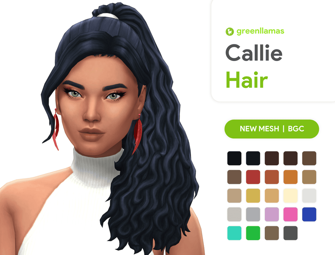 Blue curly long hair for Sims 4 with dark skin tone, realistic hairstyle, digital art, vibrant colors, modern hair mod, must-have Sims mods, high-quality game customization, hairstyles for female Sims, custom content, gaming fashion accessories.