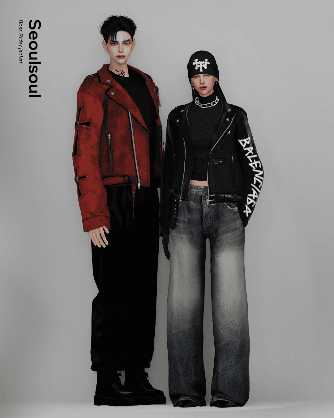 Red and black leather jackets with streetwear style for gamers and mod enthusiasts.