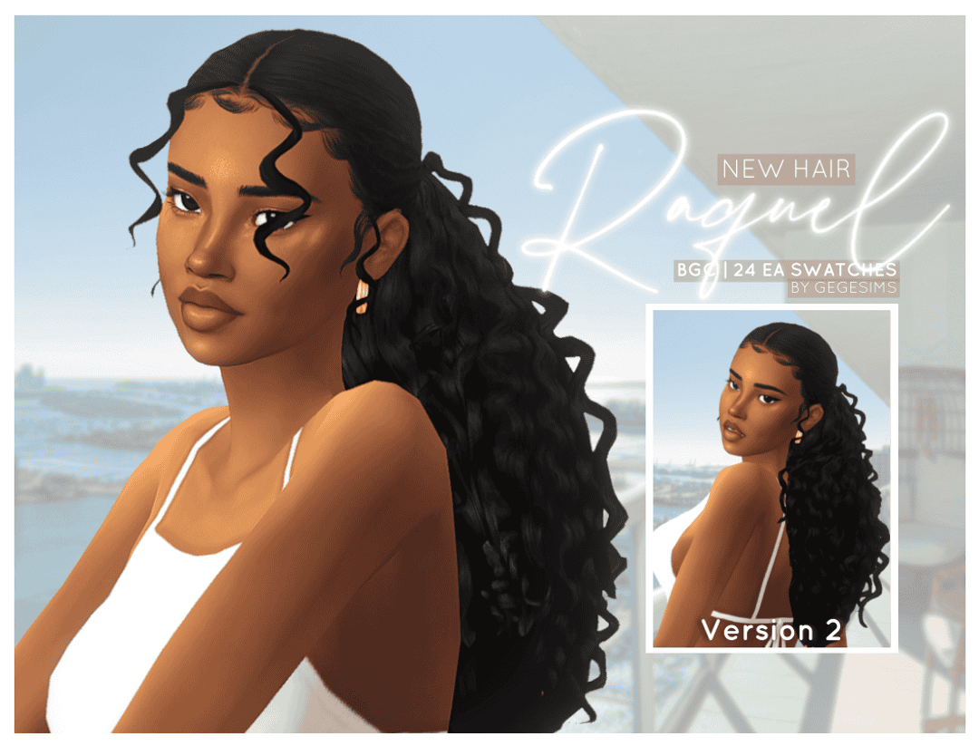 Natural-looking curly hairstyle for virtual avatars with customizable hair swatches, ideal for digital fashion and styling projects.