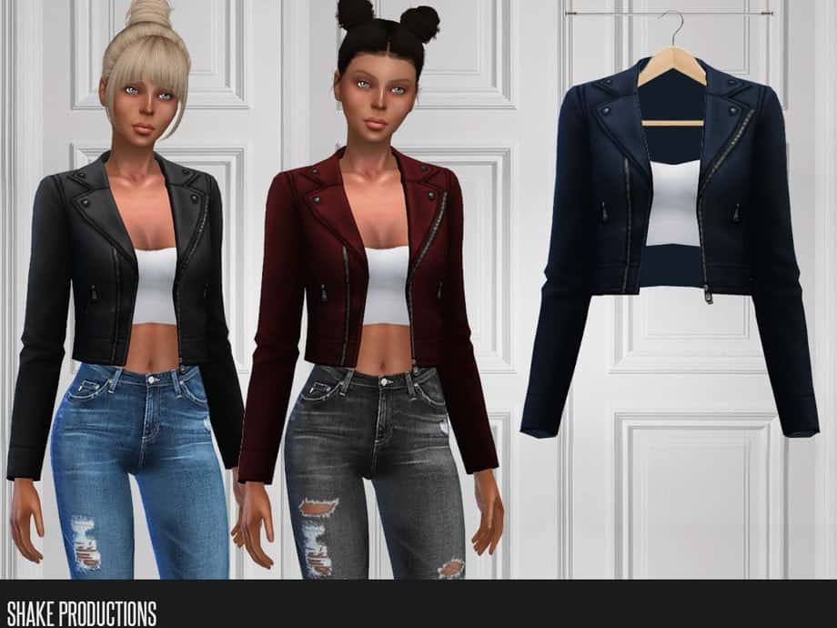 Black and red cropped leather jackets for women with zippered front and edgy style, paired with distressed jeans. Perfect for trendy streetwear fashion.