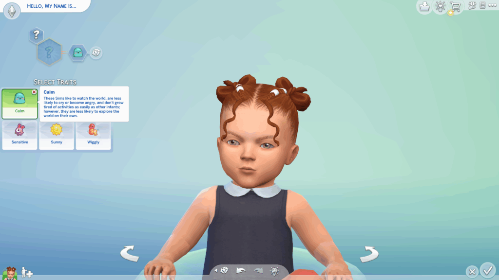 Brightly colored toddler hair with playful buns and white hair accessories, set against a light pastel background, showcasing customizable child Sims in The Sims 4 with Must Have Mods.