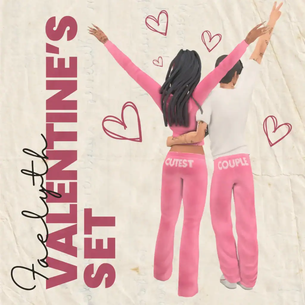 Cute couple matching pink sweatpants with "cutest" and "couple" text, celebrating love and affection, perfect for Valentine's Day or romantic gifts, fun and cozy fashion for couples.