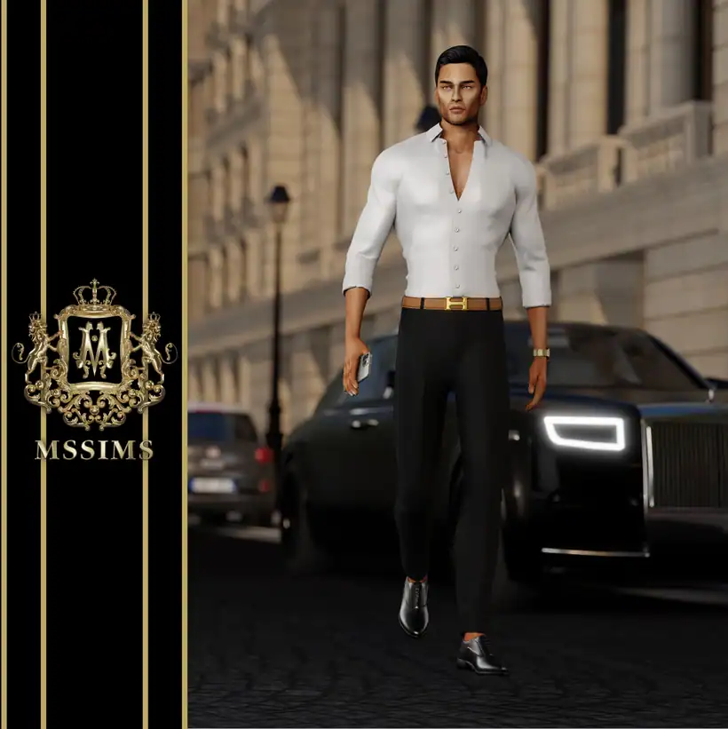 Stylish man in business casual attire walking on city street in front of luxury car, showcasing modern fashion and sophistication for Must Have Mods fashion accessories.