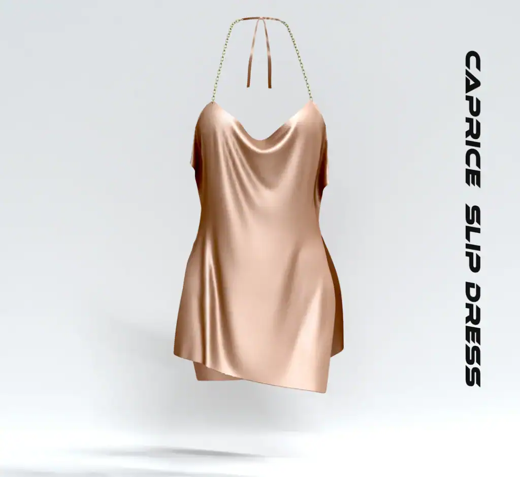 Rose Gold Satin Dress with Chain Shoulder Straps - Must Have Mods.